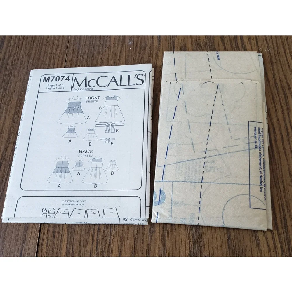 MCCALLS Laura Ashley Sewing Pattern M7074 Child's Dress &Matching Doll Dress 6-8